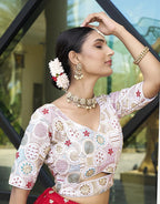 Pujia Mills Womens Blouse Readymade Blouse Embroidery Multi Coding Gold Thread Blouses Handwork White Color Readymade Saree Blo