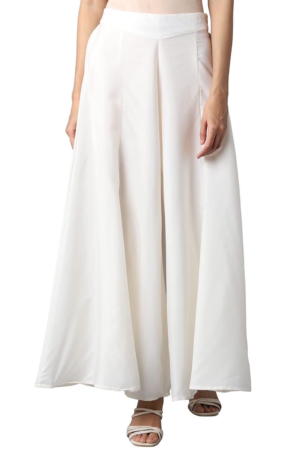 Aurelia White Solid Sharara Ethnic Bottomwear