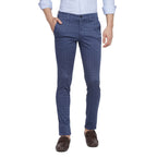 Turtle Men Blue Narrow Fit Checked Casual Trousers