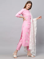Anni Designer Ruby Cotton Women Kurta With Pant & Dupatta