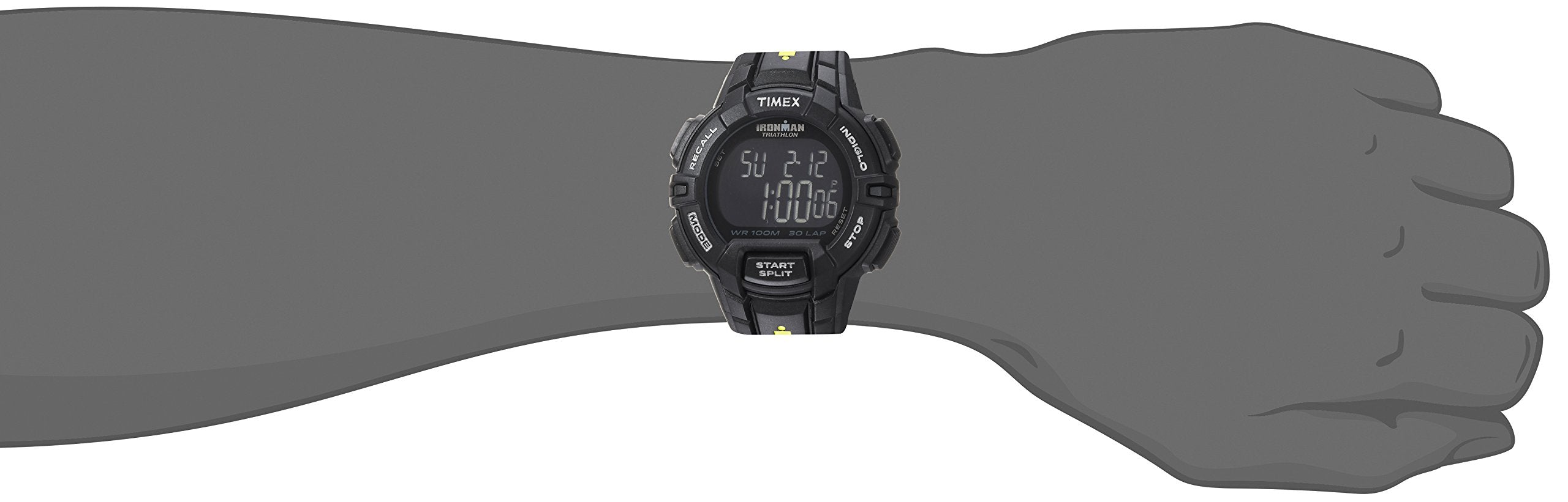 Timex Men's TW5M15900 Ironman Rugged 30 Full-Size Black/Yellow Resin Strap Watch