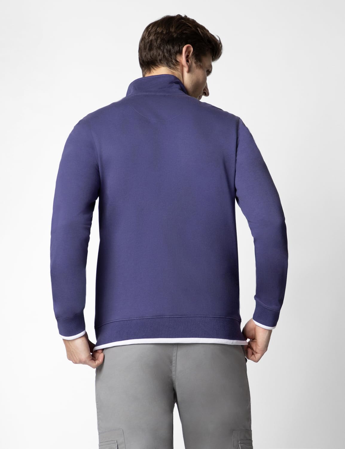 FYLTR Mens Casual Stand Collar Jacket With Rib Details - Full Zipper | Full Sleeve Branding | Casual Winterwear For Men