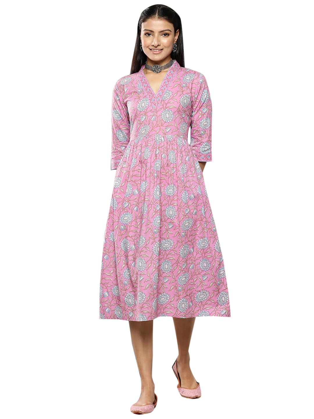 Libas WomenS Cotton Fit And Flare Dress (26365_Purple
