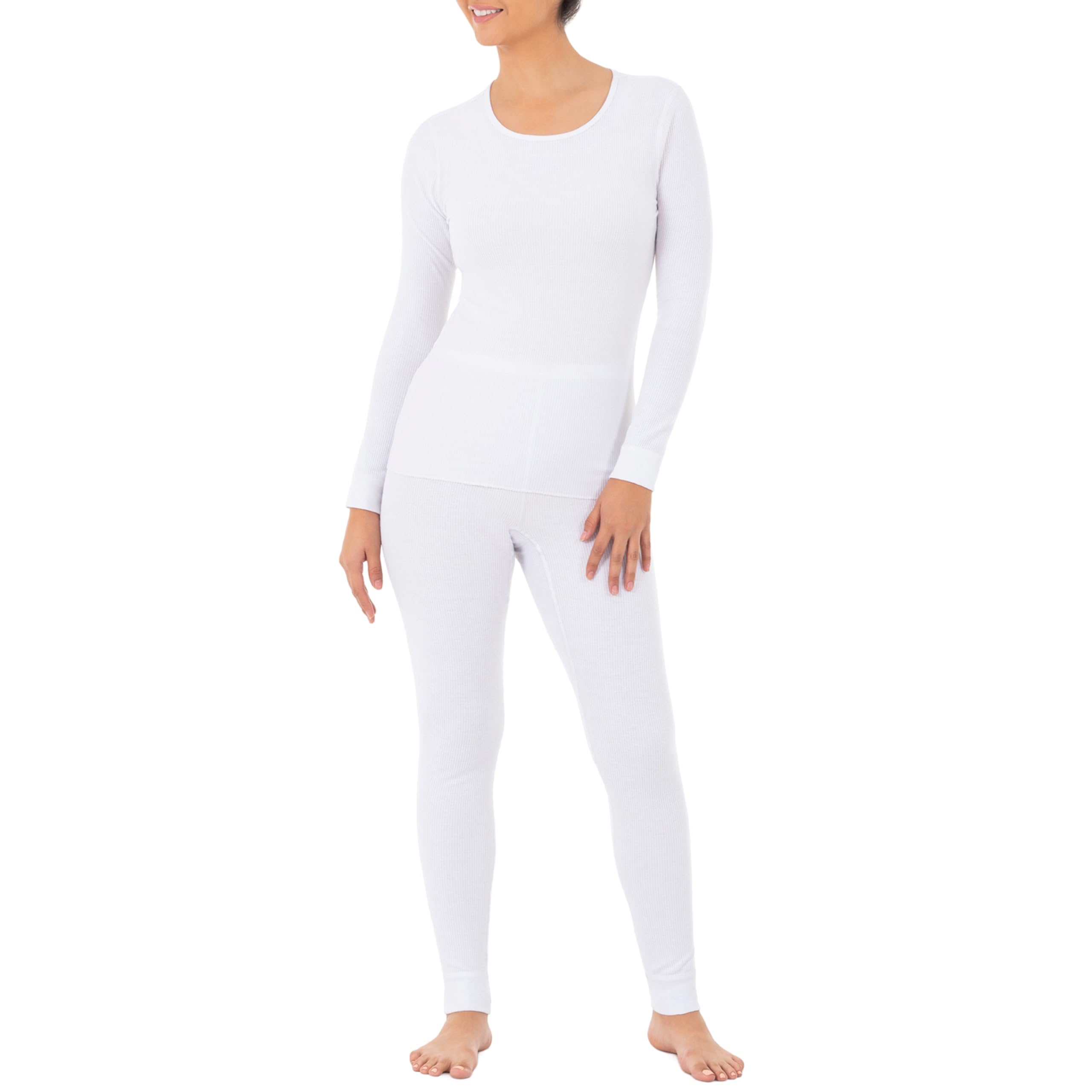 Fruit of the Loom Women's Micro Waffle Premium Thermal Set, White, 2X