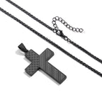 DuoDiner Black Cross Necklace for Men Boys Pendant Chain American Flag Joshua 1:9 Baptism Religious Christian First Communion Co