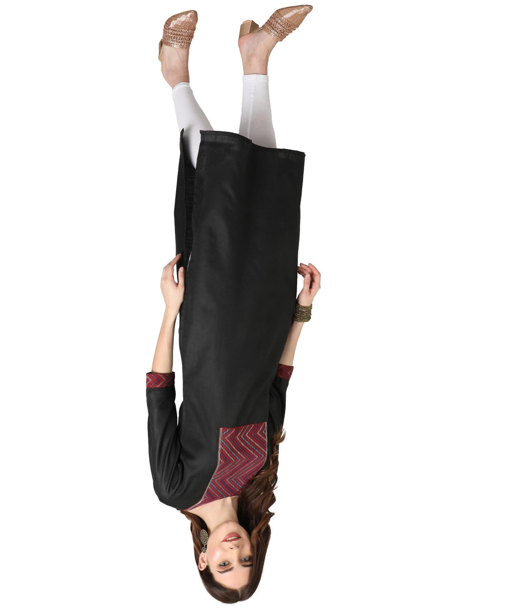 Yashika Womens Cotton Blend Beige Color Straight Solid Kurti