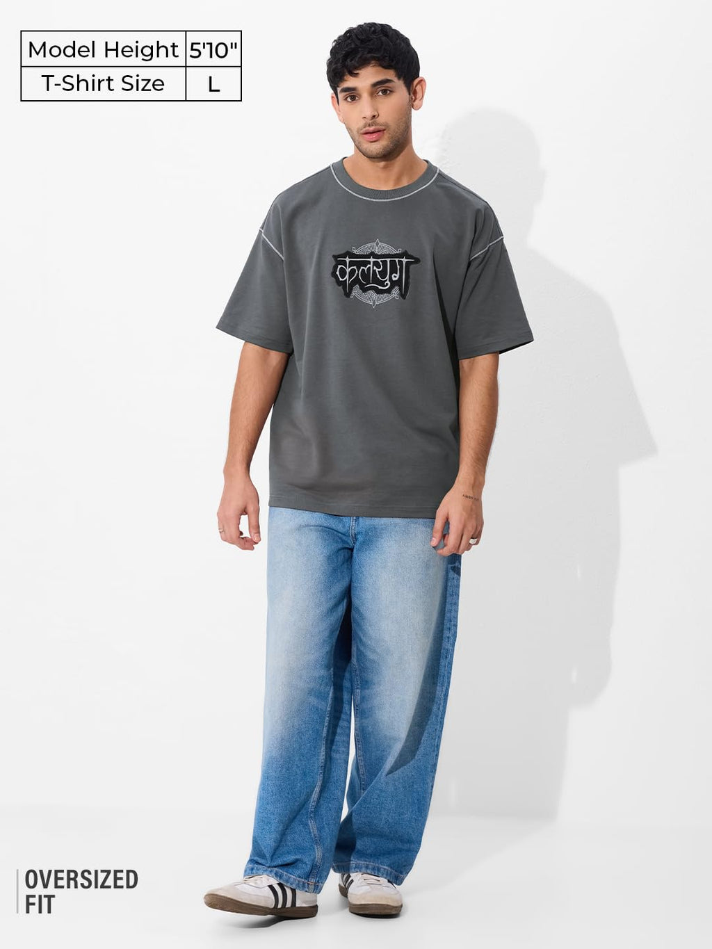 The Souled Store Originals : Kalyuga Oversized T-Shirt for Men Boys Cotton Casual Half Sleeves Baggy Loose Fit Drop Shoulder Rou