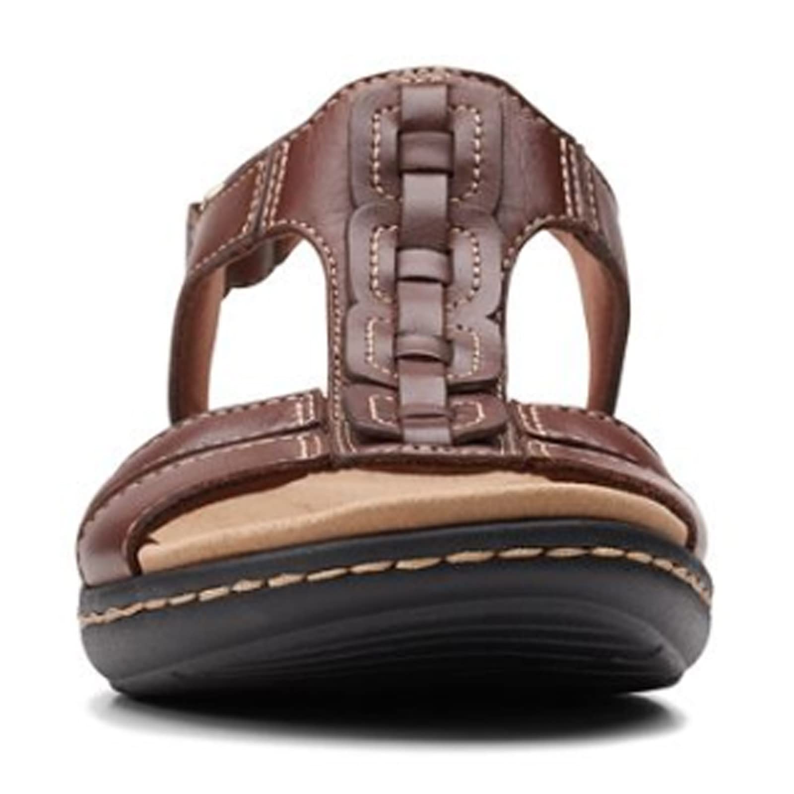 Clarks Women's Laurieann Kay Flat Sandal, Tan Leather, 7