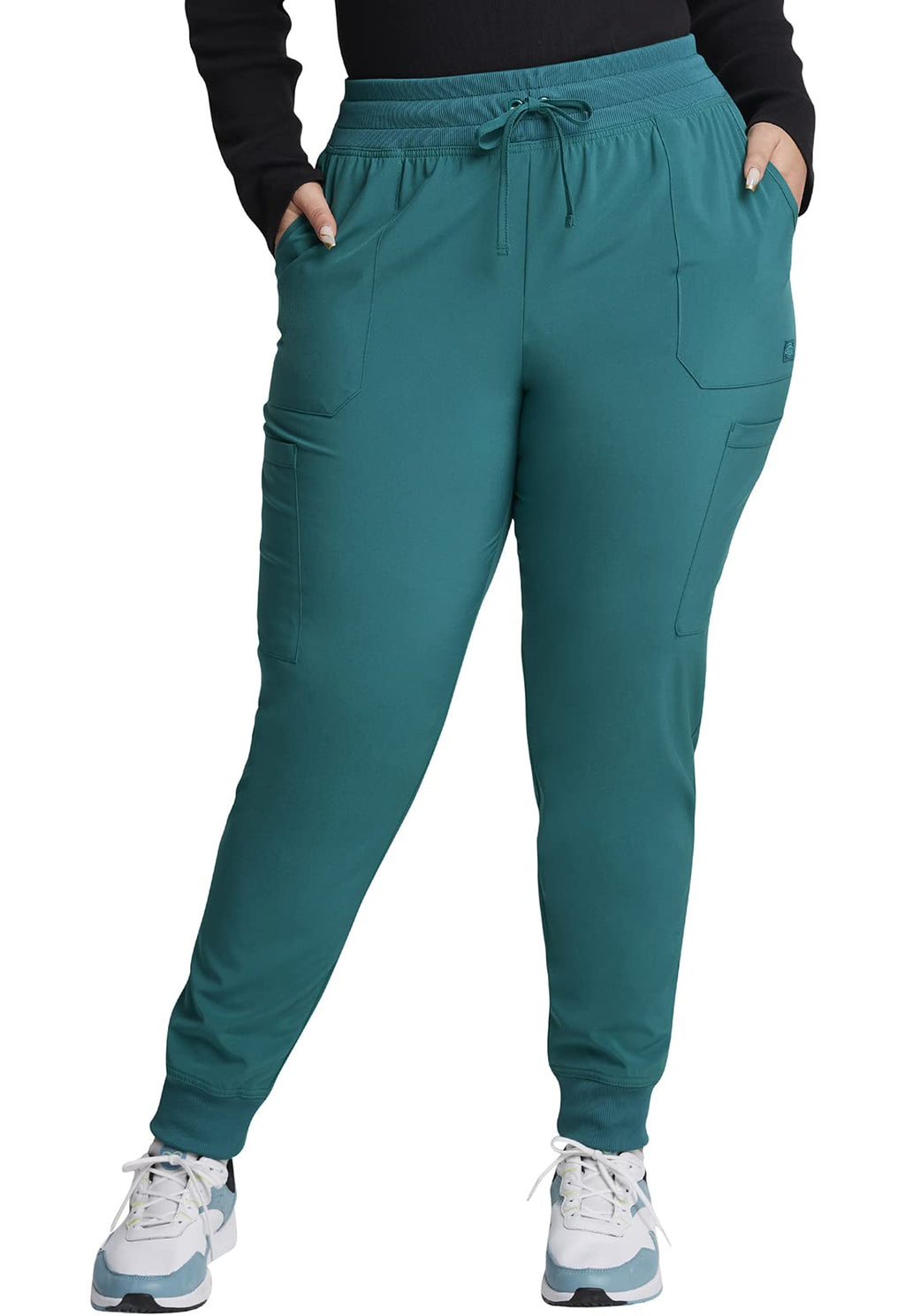 EDS Essentials Jogger Scrubs for Women, Drawstring Scrub Pants DK065P, M Petite, Hunter Green
