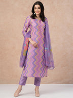 ANNI DESIGNER Women s Rayon Blend Kurta with Trousers and Dupatta, purple, 36