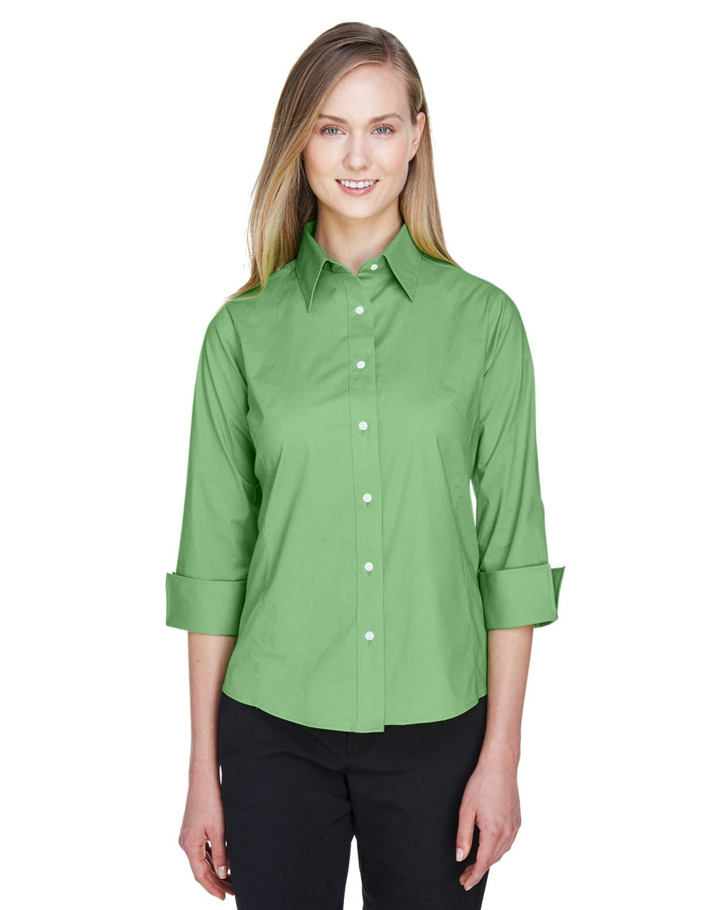 Ladies Perfect Fit34-Sleeve Stretch Poplin Blouse - LIME - S(D0102H7YEg8)