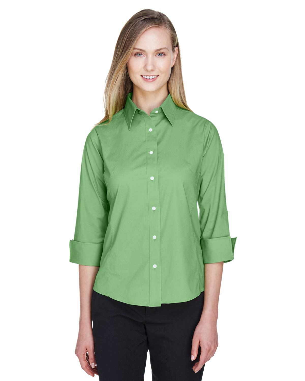 Ladies Perfect Fit34-Sleeve Stretch Poplin Blouse - LIME - S(D0102H7YEg8)