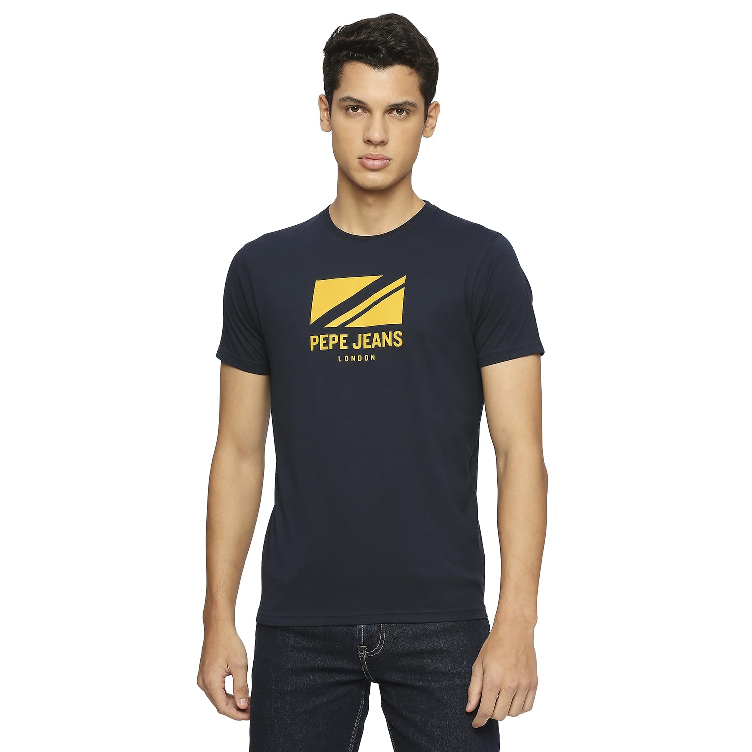 Pepe Jeans MenS Solid Slim Fit T-Shirt (Pm509198_Navy Blue