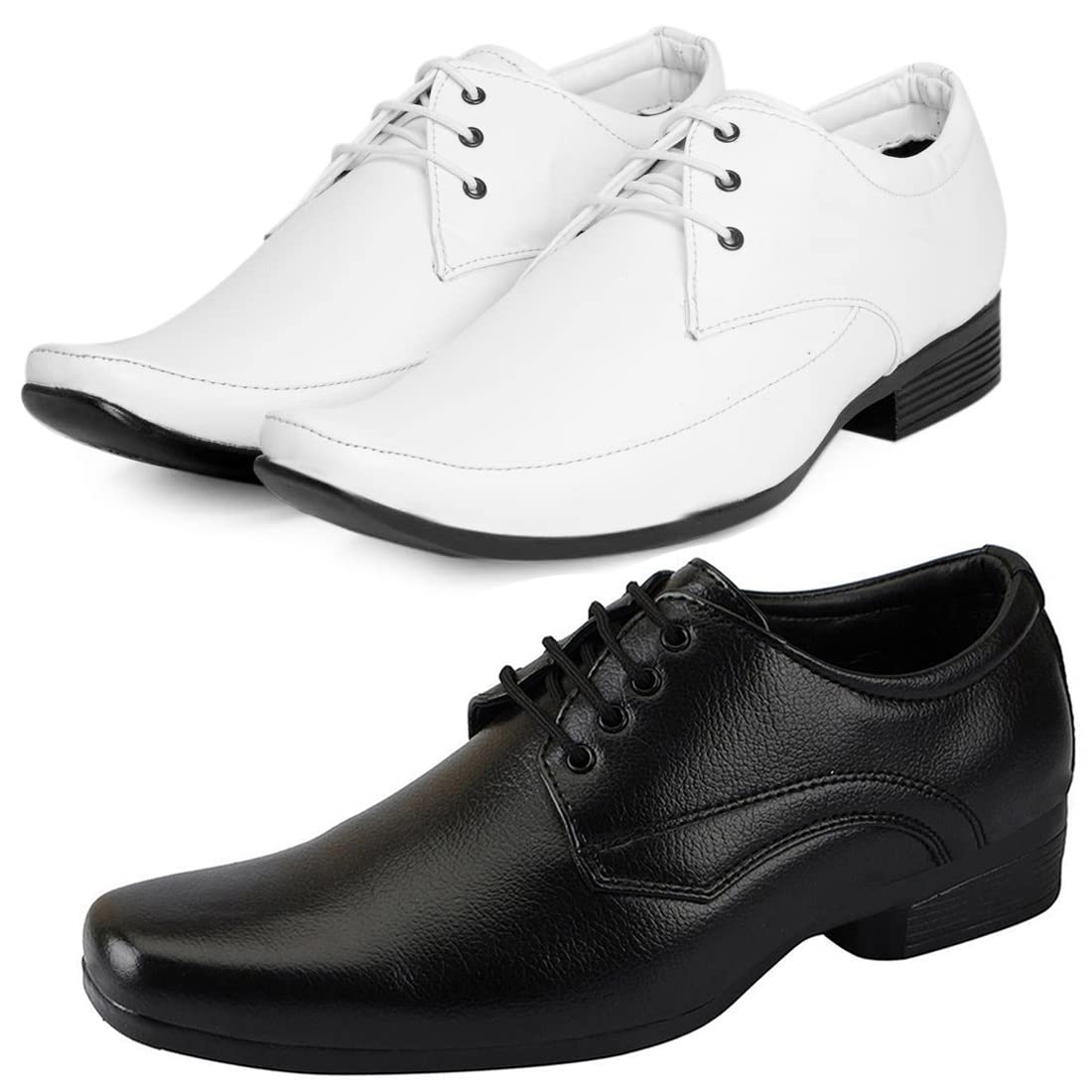 Fashionable Formal Shoes/Party Shoes/ 2 Shoes Combo with Free Belt for Men and Boys (BAZAAR8964_VTR001Blk007BdrWht1Brwn) Mu 9