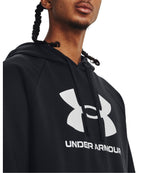 Under Armour Men's Rival Fleece Logo Hoodie, (001) Black / / White, Small Tall
