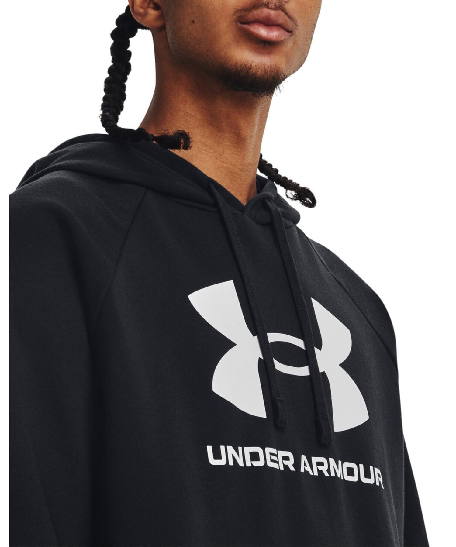 Under Armour Men's Rival Fleece Logo Hoodie, (001) Black / / White, Small Tall