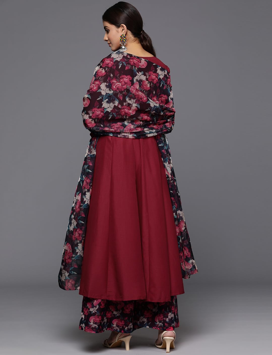 Varanga Women'S Silk Blend Regular Kurta Set (Nv_Vskd31499_Vardup1463_Maroon