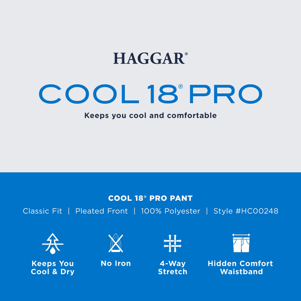 Haggar mens Cool 18 Pro Classic Fit Pleat Front Hidden Expandable Waist With Big & Tall Sizes Casual Pants, String, 34W x 31L US