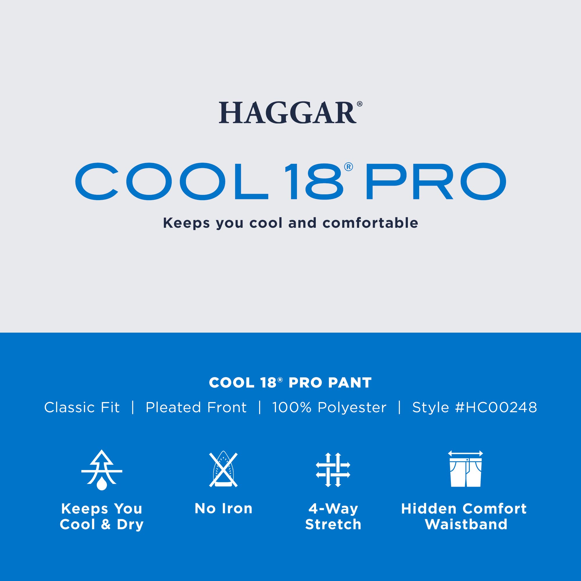 Haggar mens Cool 18 Pro Classic Fit Pleat Front Hidden Expandable Waist With Big & Tall Sizes Casual Pants, String, 34W x 31L US