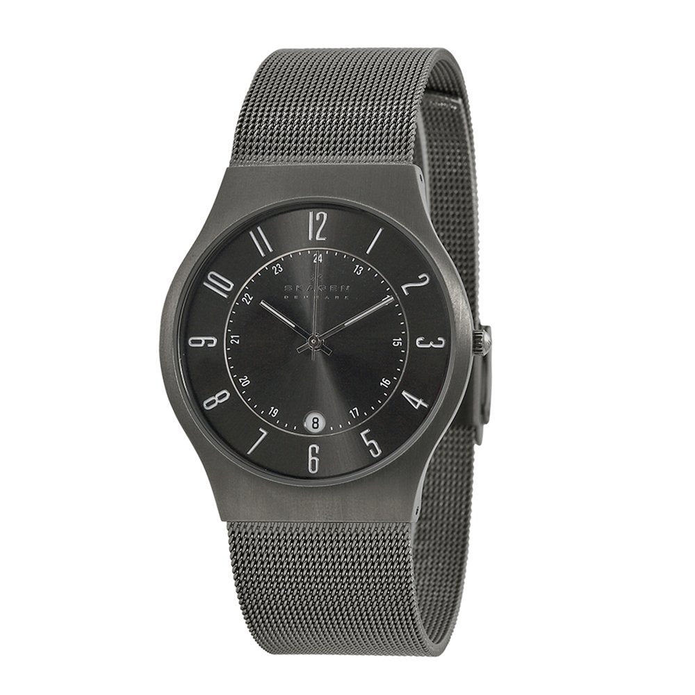 Skagen Men's Sundby Three-Hand Date Charcoal Gray Titanium Mesh Band Watch (Model: 233XLTTM)