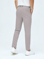 AVANOVA Mens Classic Dress Pants with Side Pockets | Solid Light Grey Tapered Suit Trousers, Business Formal Office Wear Regular