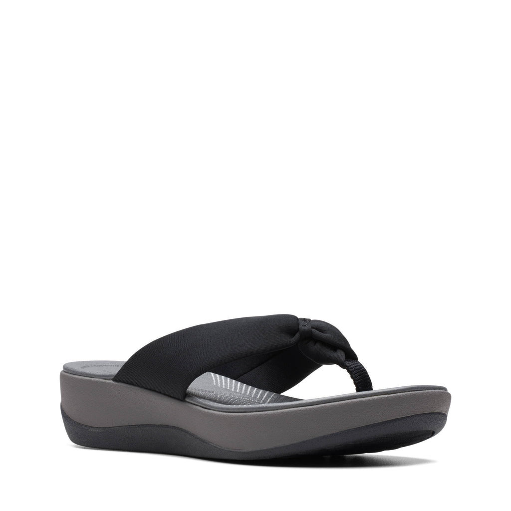 Clarks womens Arla Glison Flip Flop, Black Fabric, 9 US