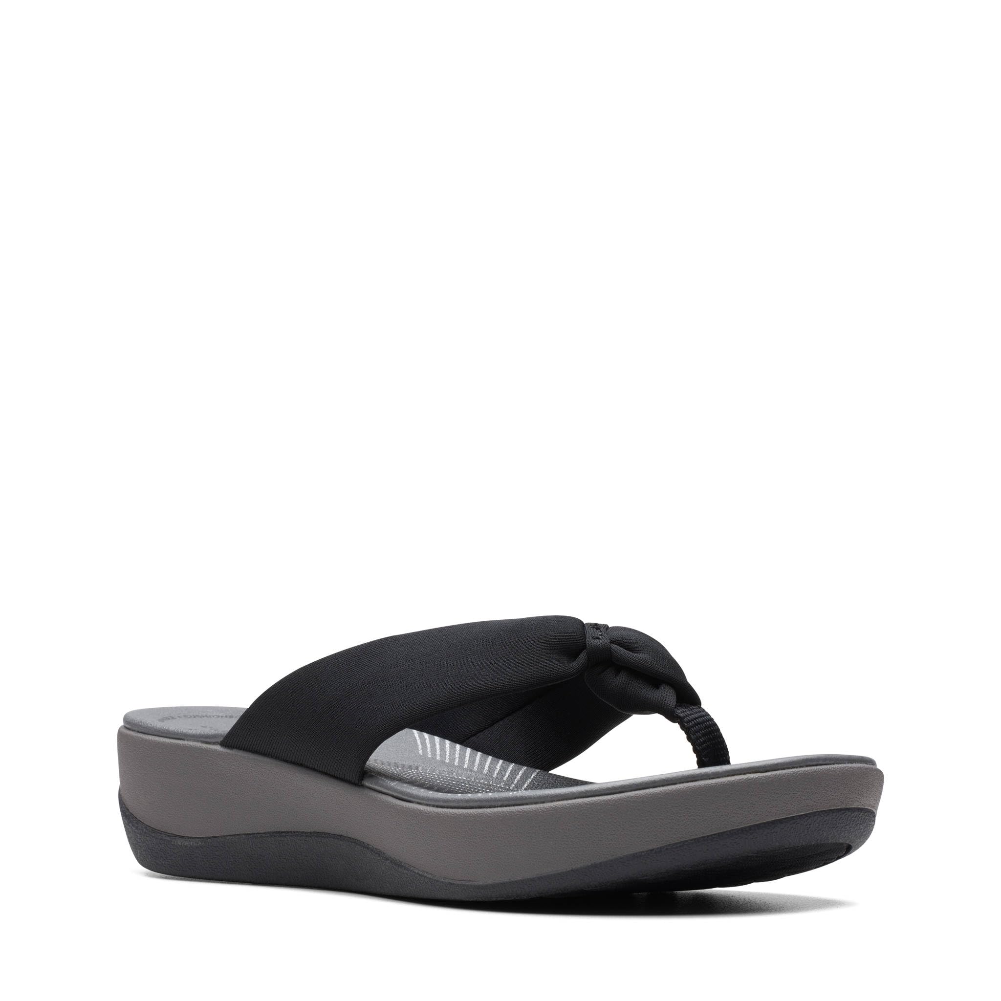 Clarks womens Arla Glison Flip Flop, Black Fabric, 9 US