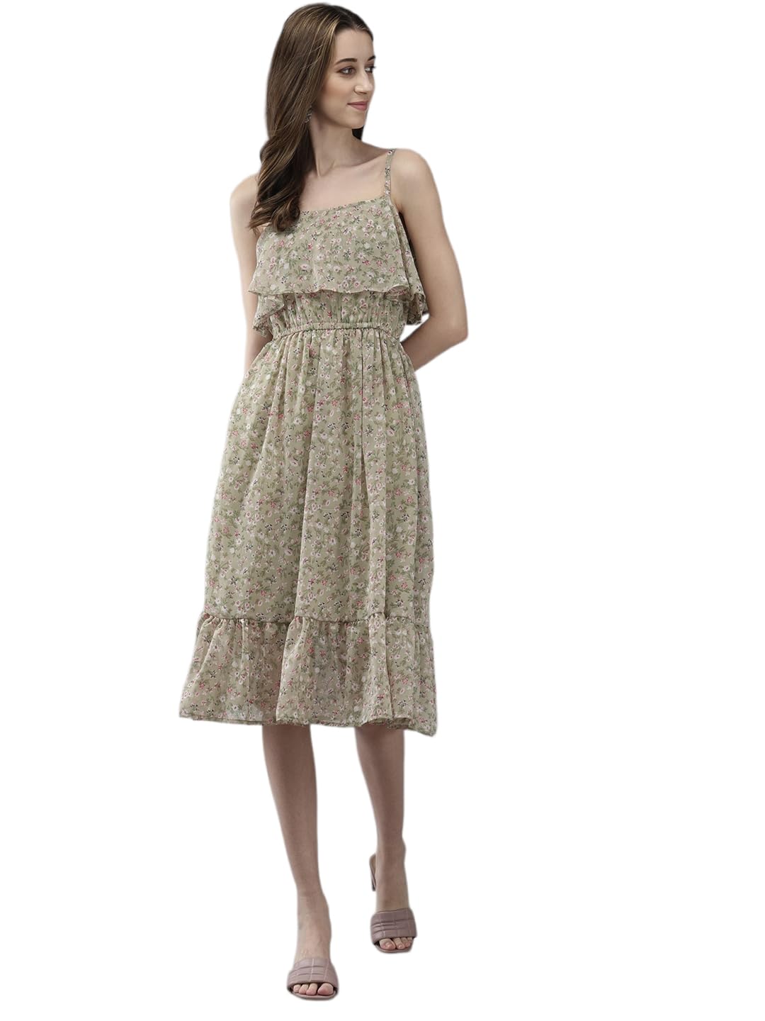 Aarika Womens Green Color Georgette Floral Middi (New_MD-W-2750-GREEN-L)