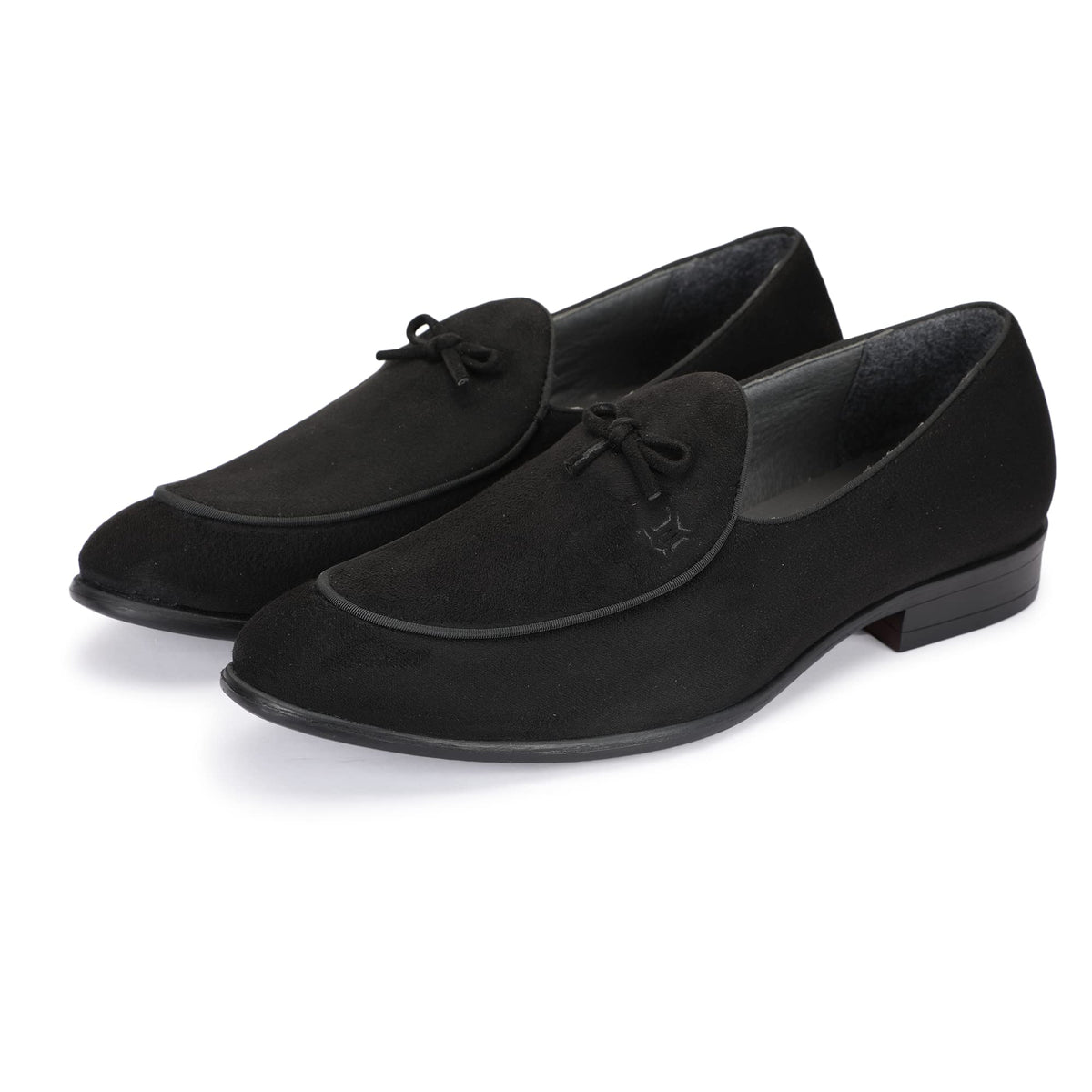 MORALO Mens Black Faux Leather Slipon Shoes with Buckle for Men Formal, Office, Casual Shoes Plain Suede Loafer (Black, Numeri 9