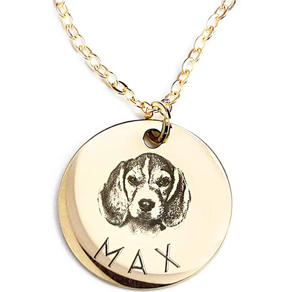 MignonandMignon Personalized Dog Necklace for Women Memorial Gifts for Mom Pet Portrait Custom Cat Name Unique Animal Picture Ch