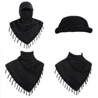 Explore Land Cotton Shemagh Keffiyeh Tactical Desert Scarf Neck Head Wrap with Tassel for Men Women (Black, One Size)