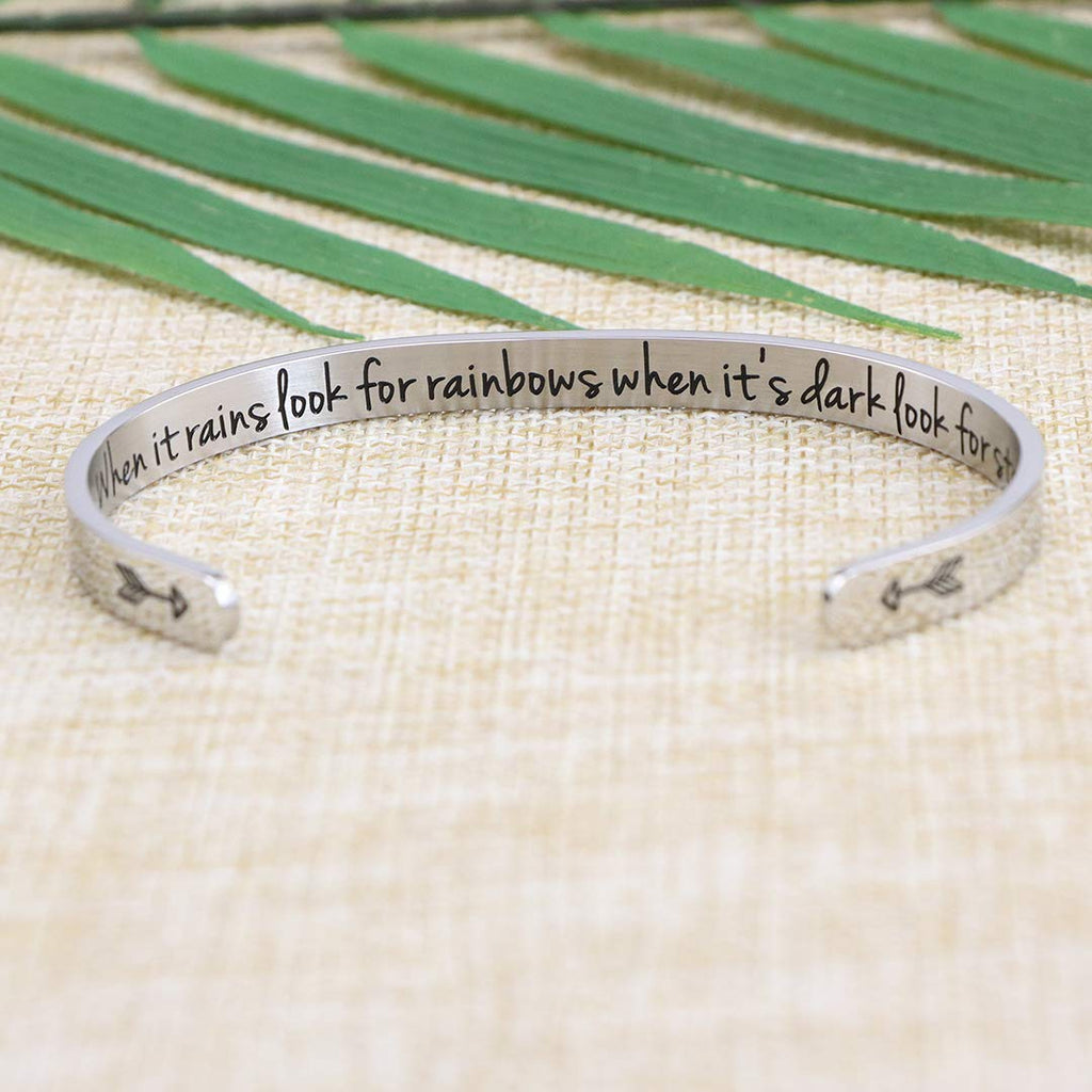 JoycuFF Sympathy Gift for Her Motivating Jewelry for Women Birthday Gift Ideas Inspirational Engraved Stainless Steel Cuff Brace