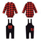 Unutiylo Baby Boys Girls Buffalo Plaid Overalls for Fall Winter, Toddler Christmas Clothes Babys Suspender Pants and Bodysuit Ro