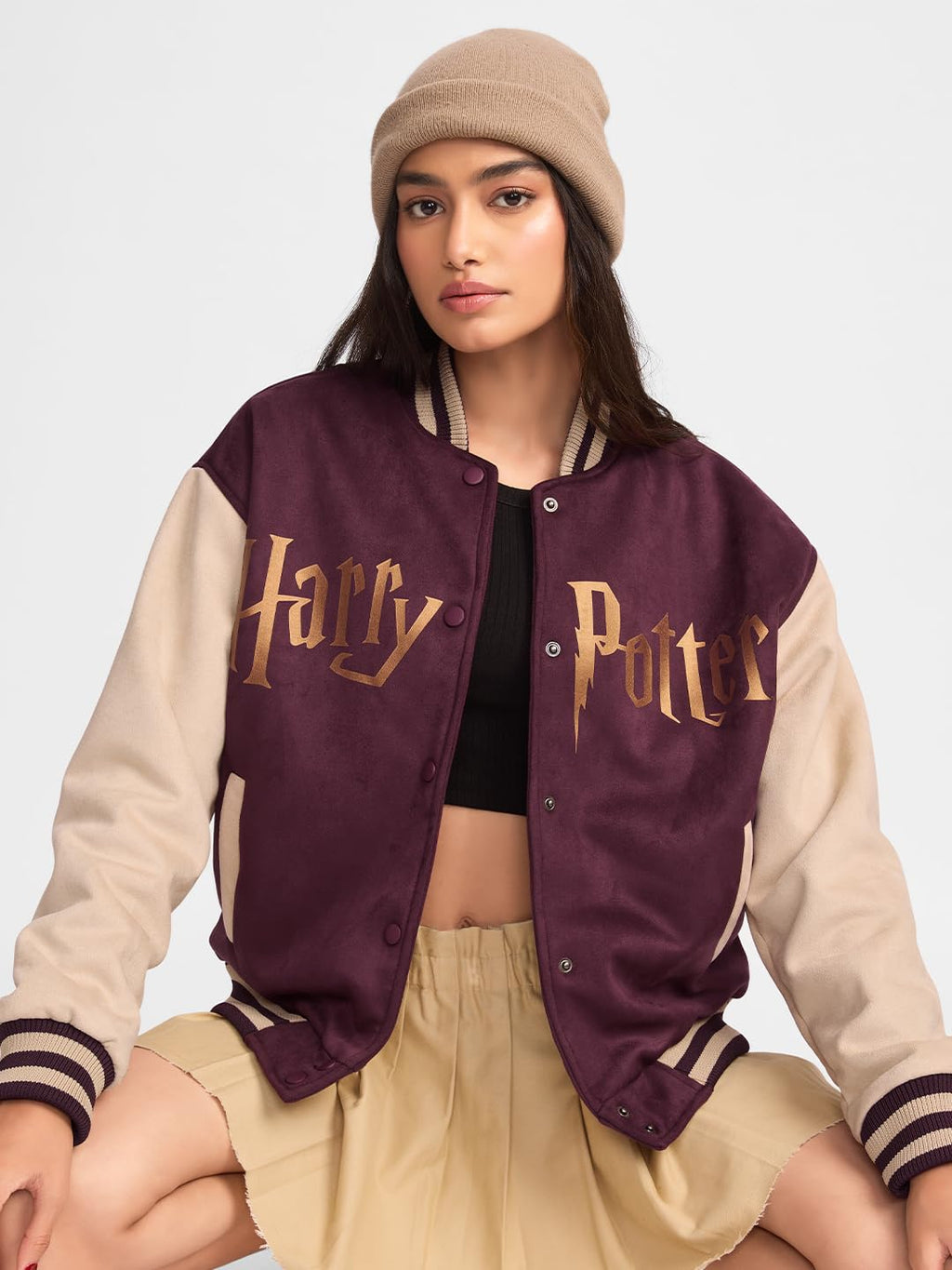 The Souled Store Official Harry Potter : Hogwarts Women and Girls Long Sleeve Button Front Multicolor Graphic Printed Oversized
