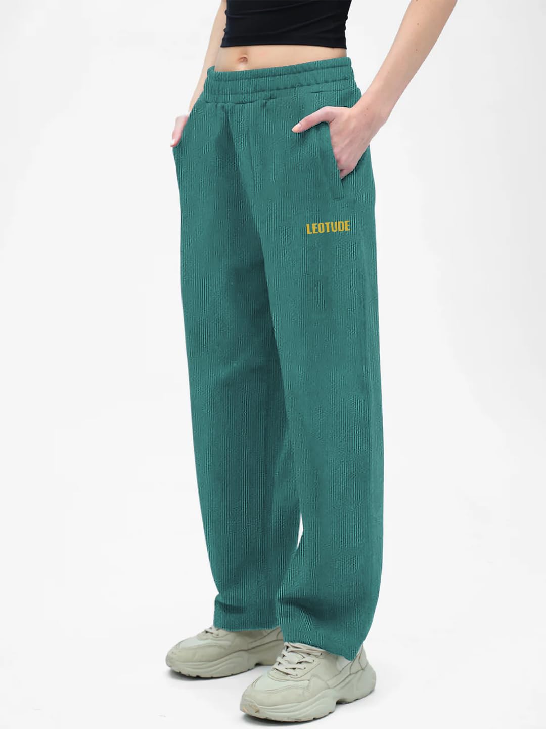 Leotude Solid Women Green Track Pants Material Cottonblend Size 2Xl 2