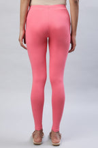 Aurelia Womens Pink Solid Cotton Blend Leggings
