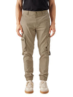 The Souled Store Solids: Beige Men and Boys Regular Fit Cotton Cargo Joggers
