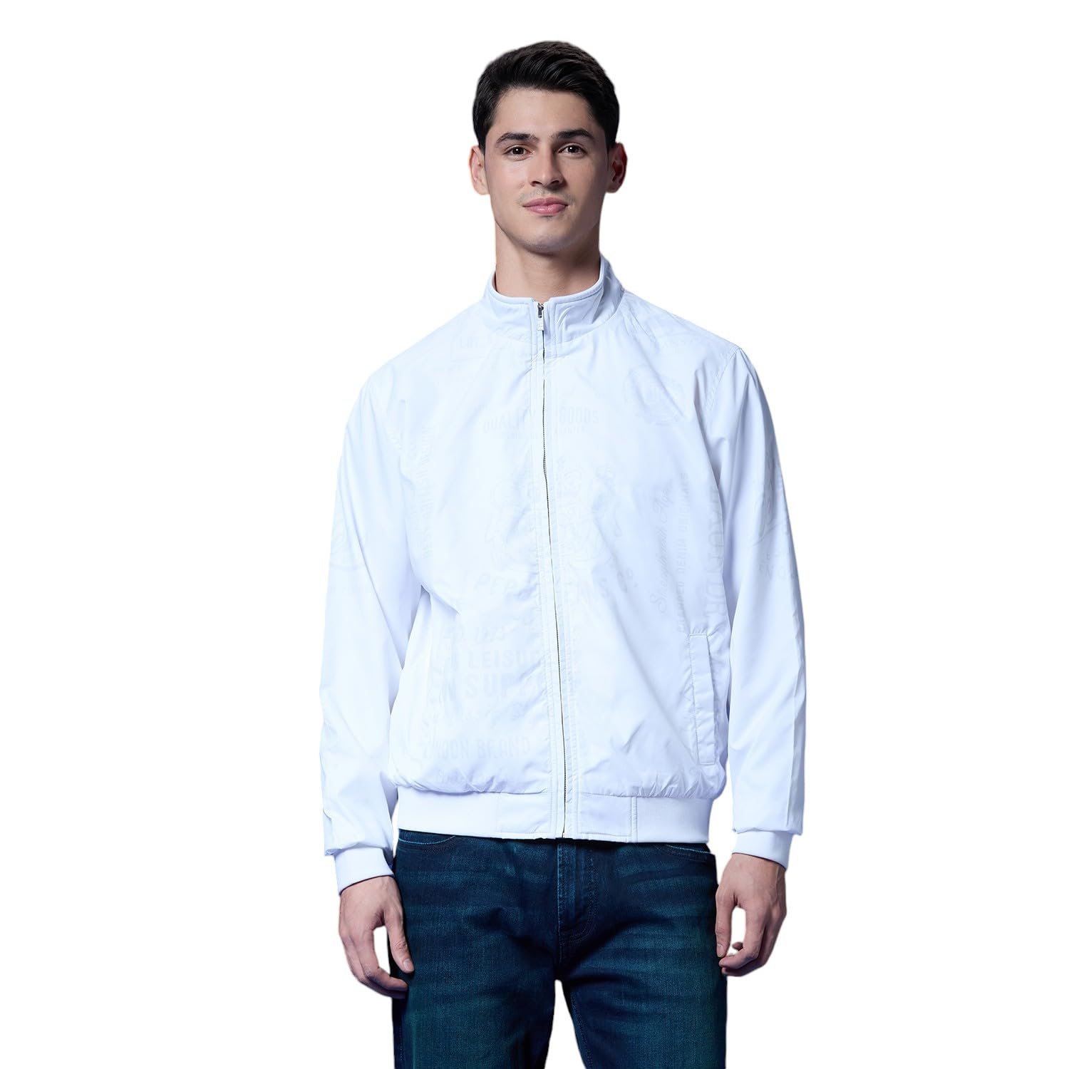 White Full Sleeve Lightweight Varsity Jacket