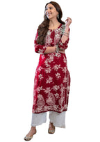 ANNI DESIGNER Womens Rayon Blend Chikankari Embroidered Straight Kurta (SCEROS Pink_4XL_Pink_XXXX-Large)