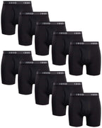 IZOD Men's Underwear - Performance Boxer Briefs with Mesh Functional Fly (10 Pack), Size Large, Black