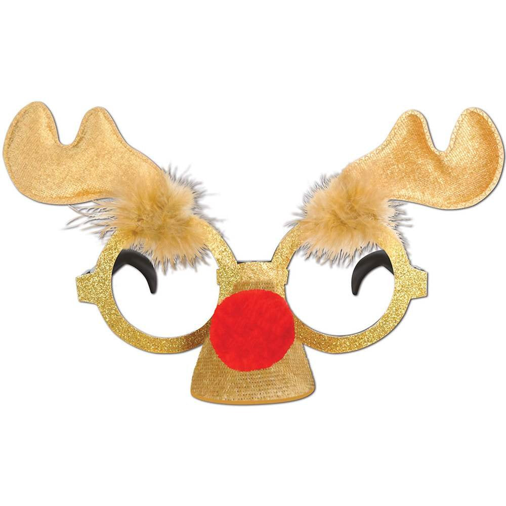 Glittered Reindeer Glasses
