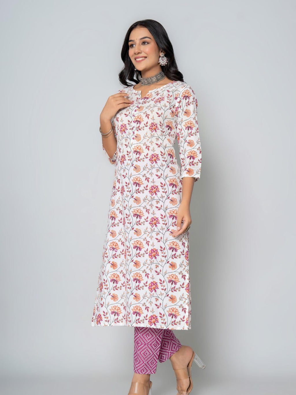 rytras Womens Cotton Printed Straight Kurta with Pant
