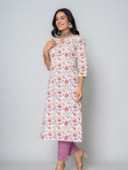 rytras Womens Cotton Printed Straight Kurta with Pant
