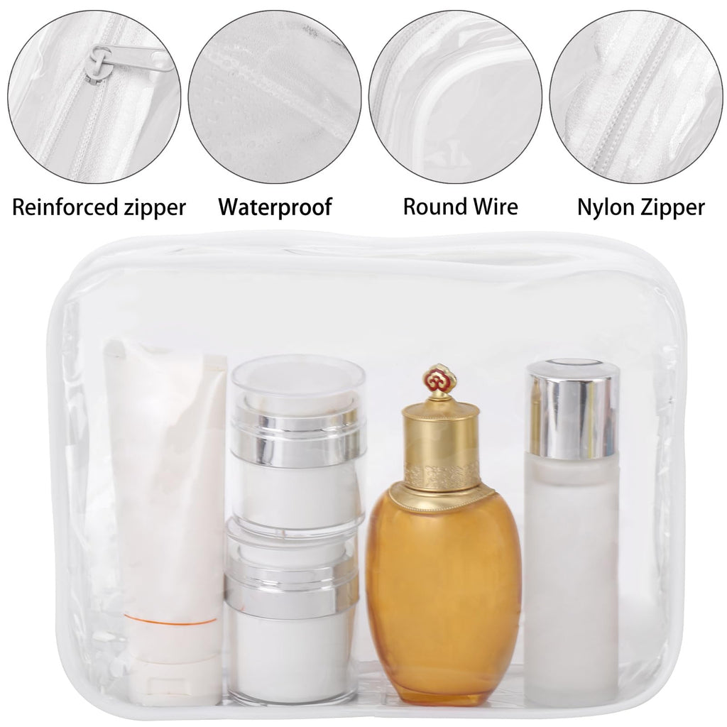 Tbestmax 10 Pack Clear Cosmetic Bags Makeup Bags Portable Waterproof TSA Approved Travel Toiletry Bags Large Organizer