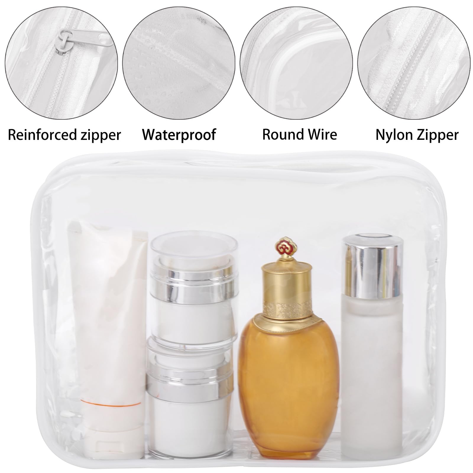 Tbestmax 10 Pack Clear Cosmetic Bags Makeup Bags Portable Waterproof TSA Approved Travel Toiletry Bags Large Organizer