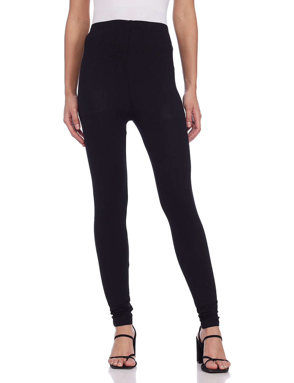 Aurelia WomenS Regular Fit Cotton Tights (Crk60019-01678_L_Black_Black_L)