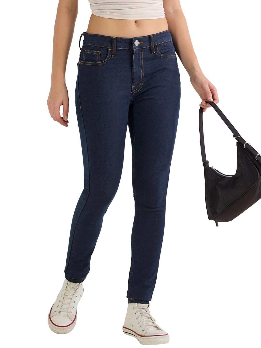 Bewakoof WomenS Solid Skinny Fit Polycotton Jeans_646019_Blue_32
