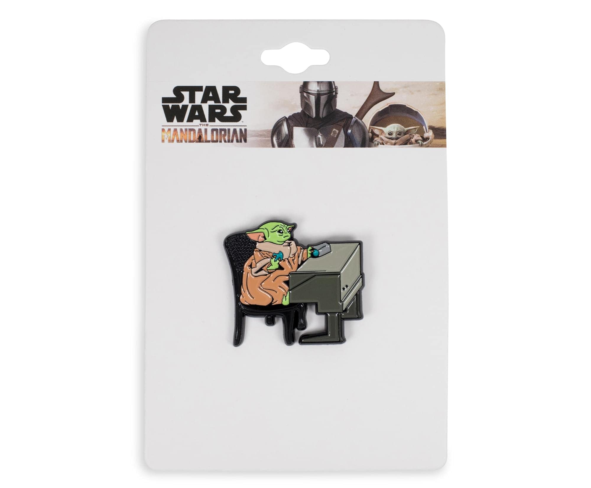 Star Wars: The Mandalorian The Child Grogu Desk With Cookie Enamel Pin Badge | Metal Brooch Accessories For Backpack, Clothes, L