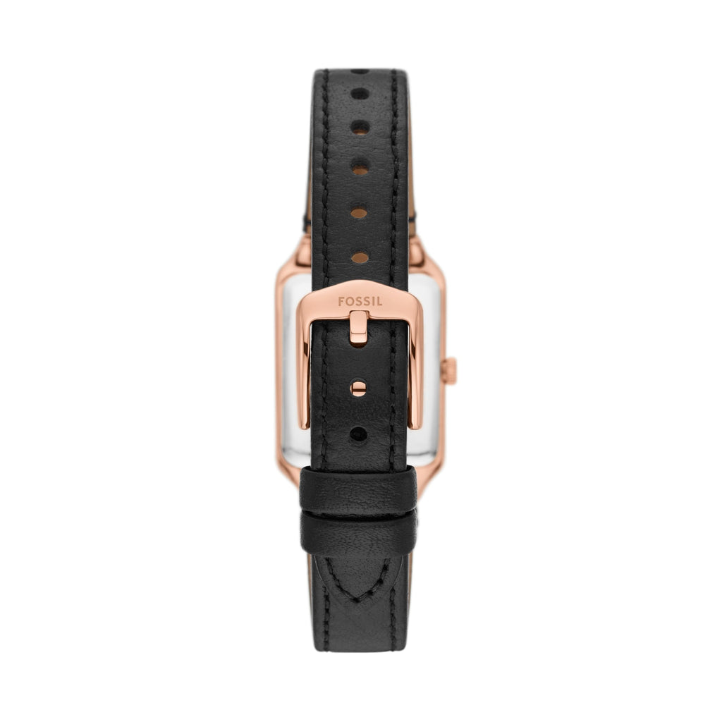 Fossil Women's Raquel Quartz Stainless Steel and Leather Three-Hand Watch, Color: Rose Gold, Black (Model: ES5310)