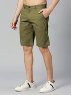 Thomas Scott Mens | 100% Cotton | Solid | Above Knee | Button Closure | Chino | Casual Shorts for Men Olive